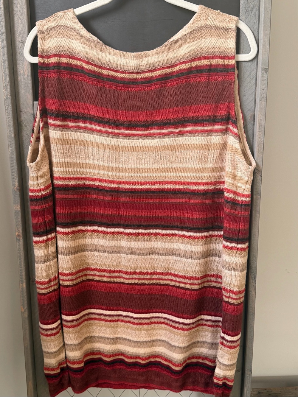Lauren Ralph Lauren Linen Blend Sleeveless Knit Top Women’s 3X Red Beige Striped